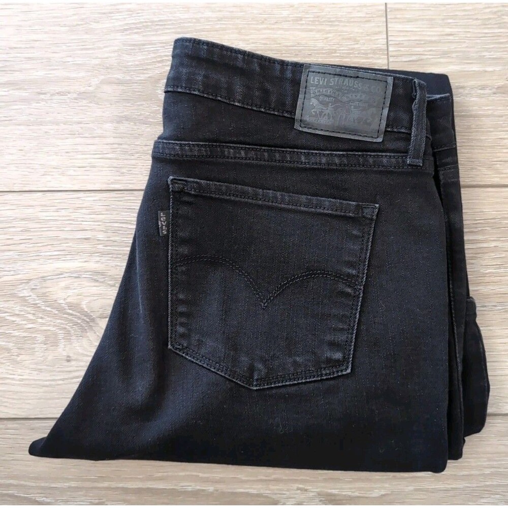 LEVI'S 715 WOMEN'S 32 X 30 BLACK BOOTCUT MID RISE STRETCH DENIM EUC
